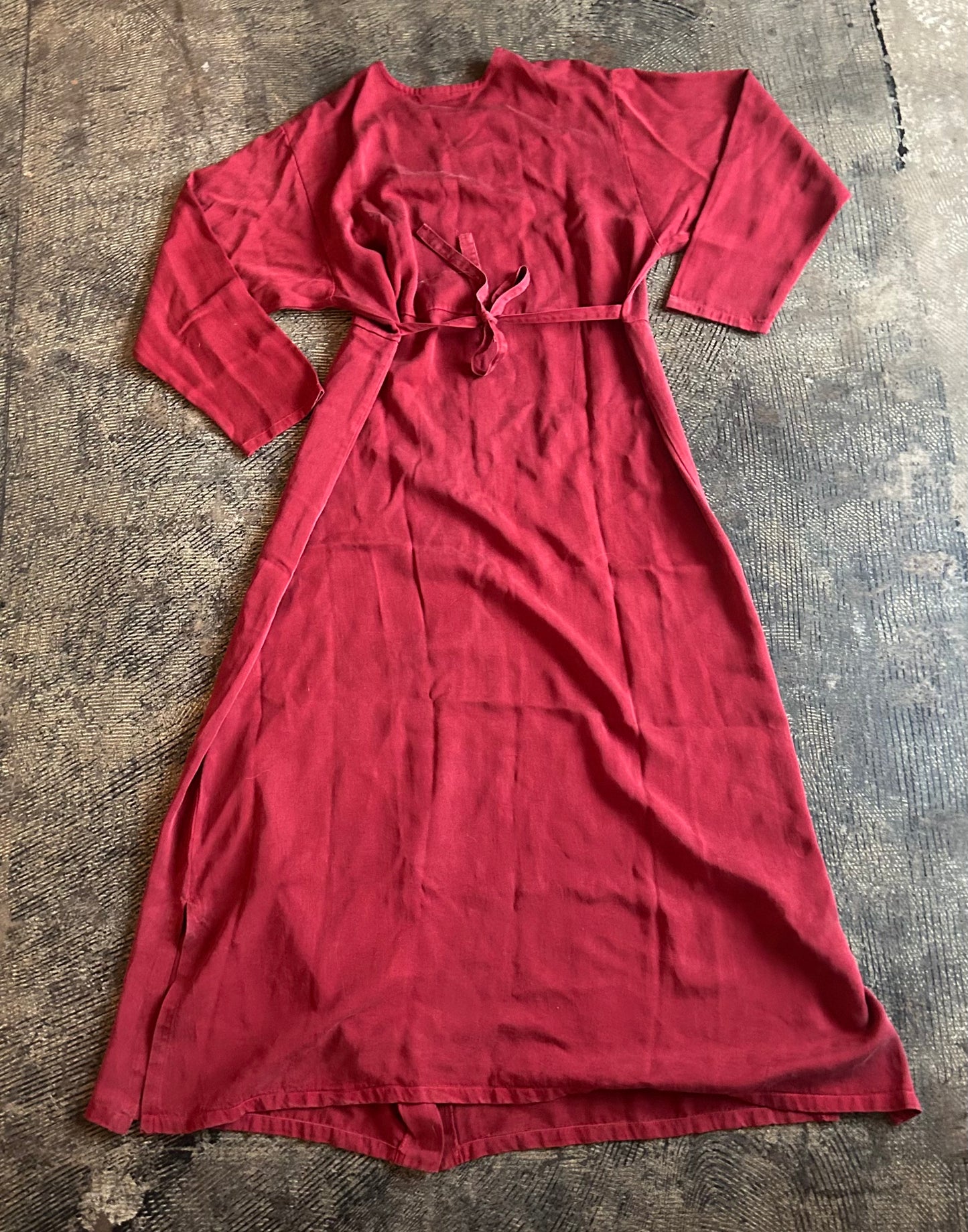 Red Long Sleeve Button Front Dress