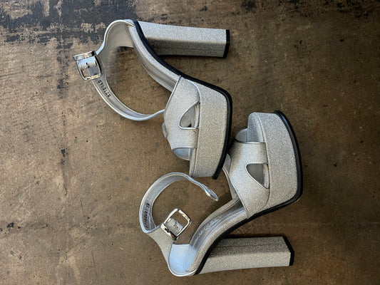Silver Alexander McQueen Platform Heels