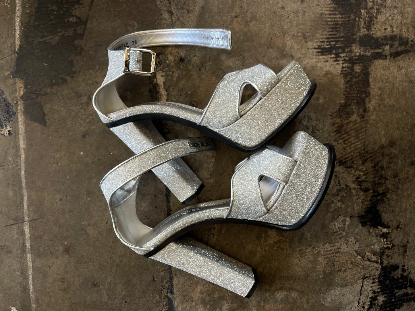 Silver Alexander McQueen Platform Heels