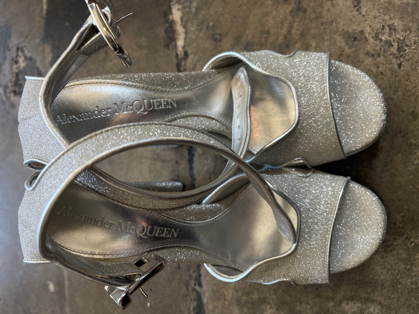 Silver Alexander McQueen Platform Heels