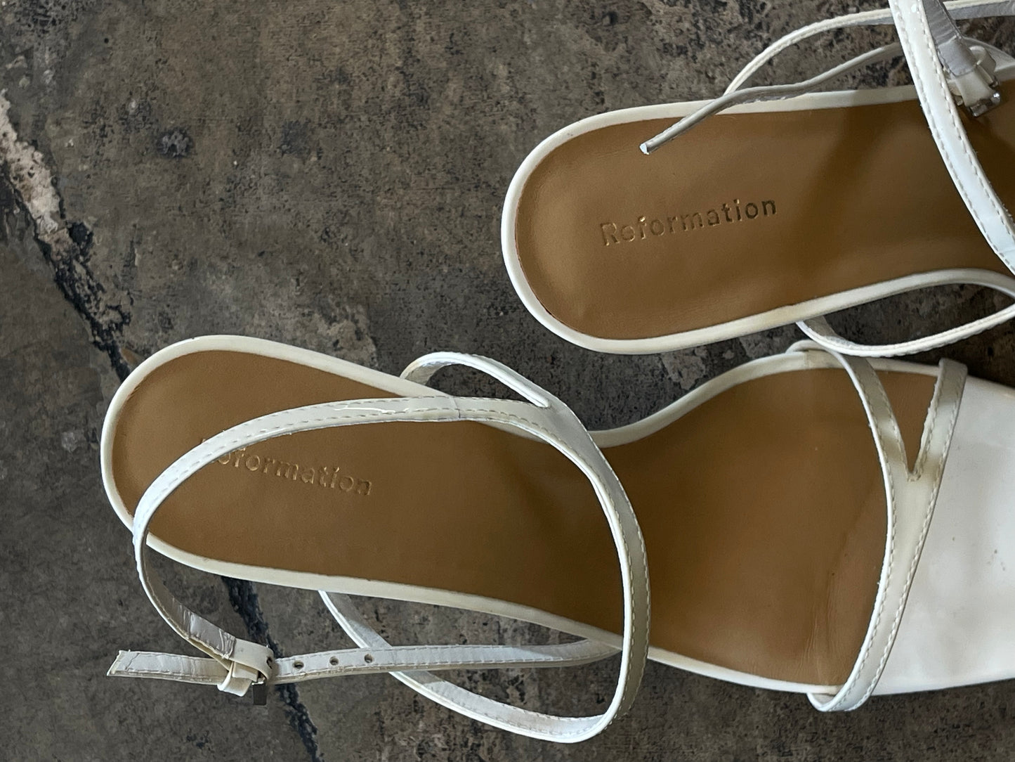White Patent Reformation Strappy Heel