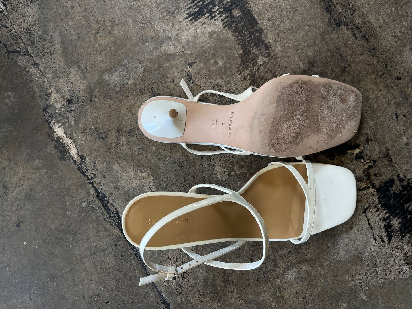 White Patent Reformation Strappy Heel