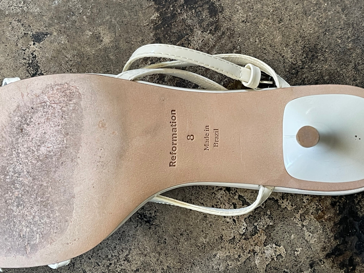 White Patent Reformation Strappy Heel