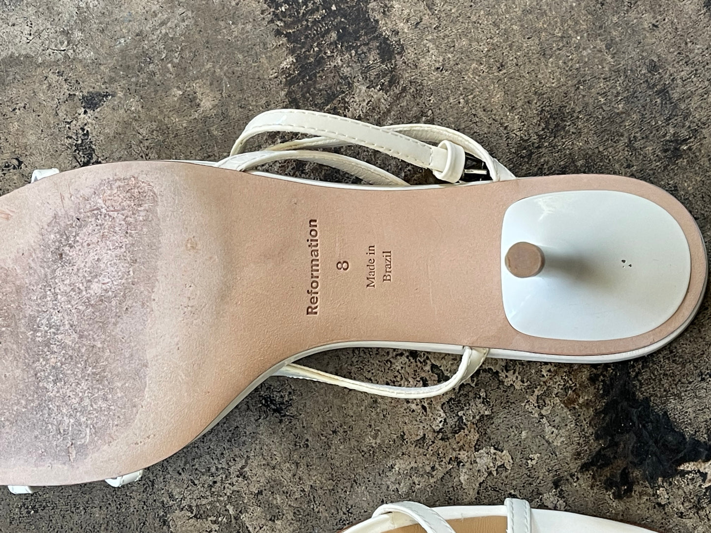 White Patent Reformation Strappy Heel