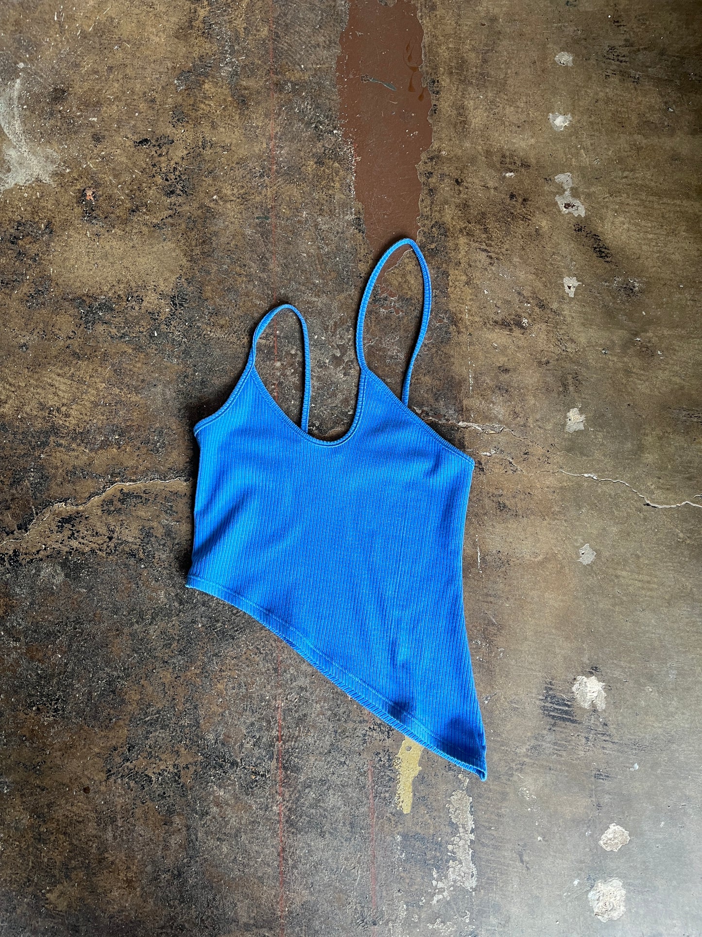 Reformation Blue Asymmetrical Strap Tank