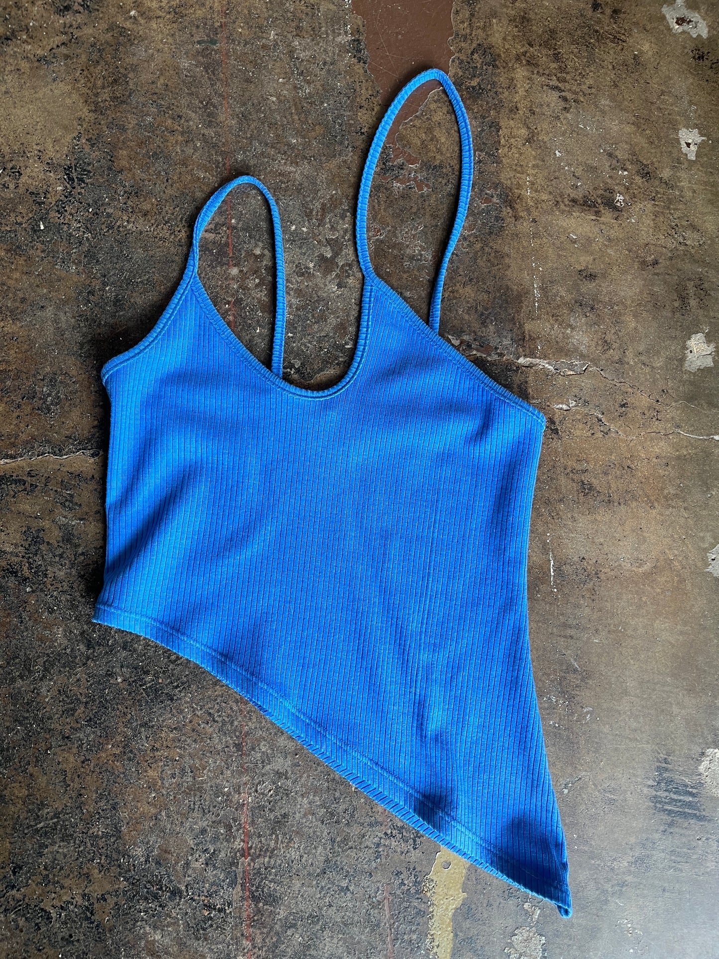 Reformation Blue Asymmetrical Strap Tank