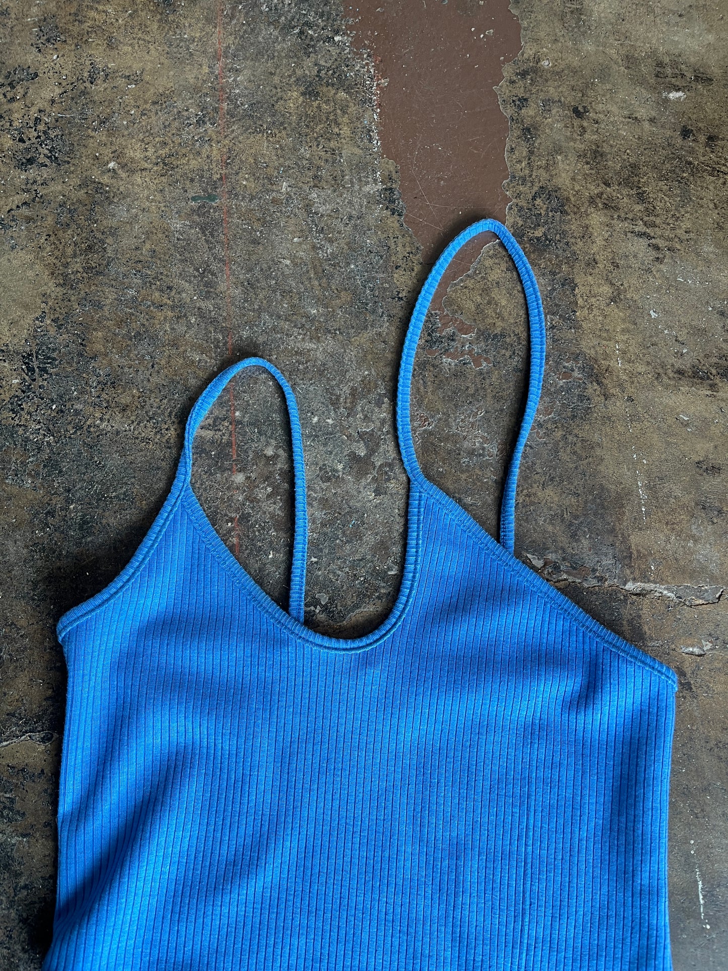 Reformation Blue Asymmetrical Strap Tank