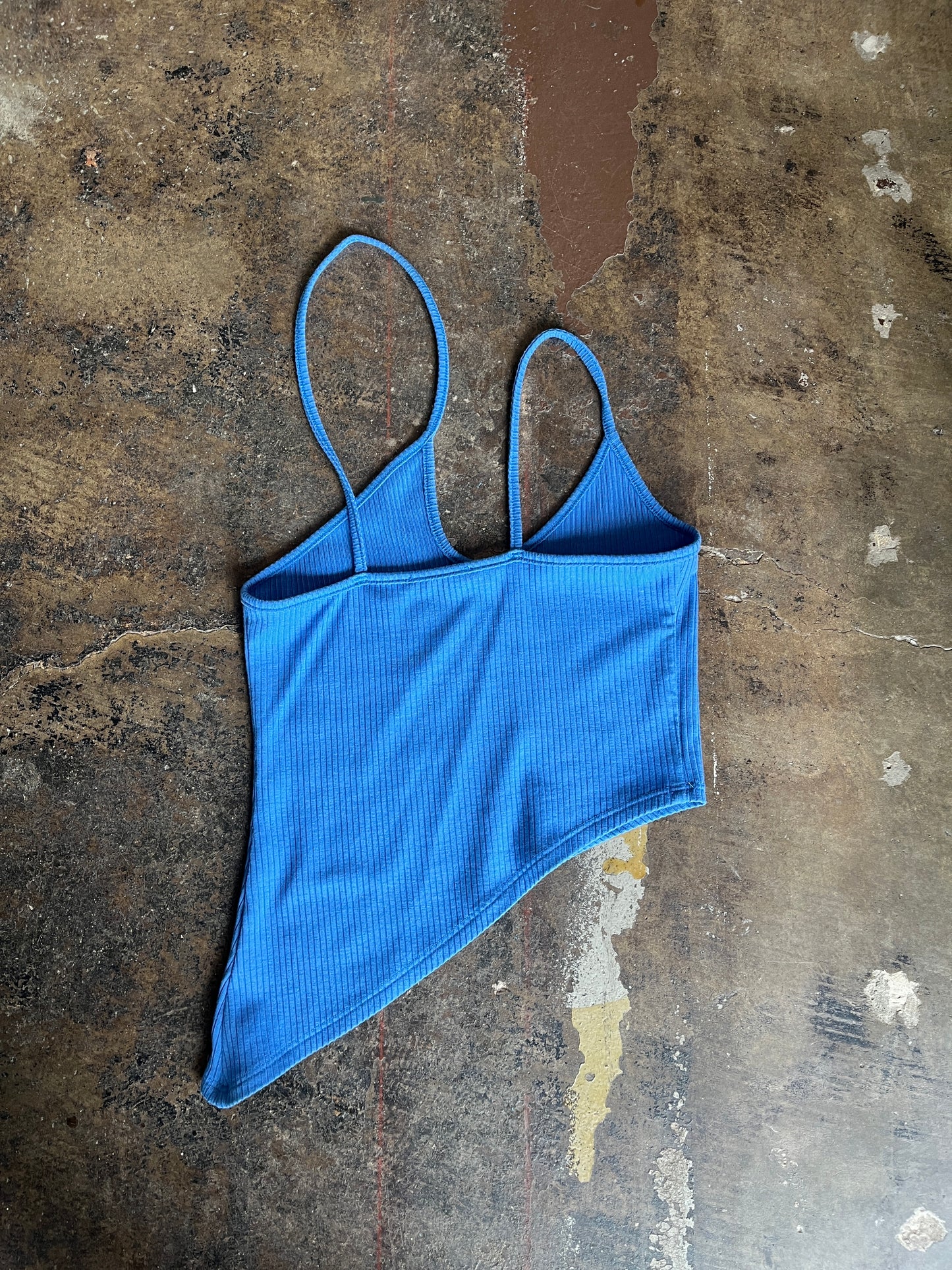 Reformation Blue Asymmetrical Strap Tank
