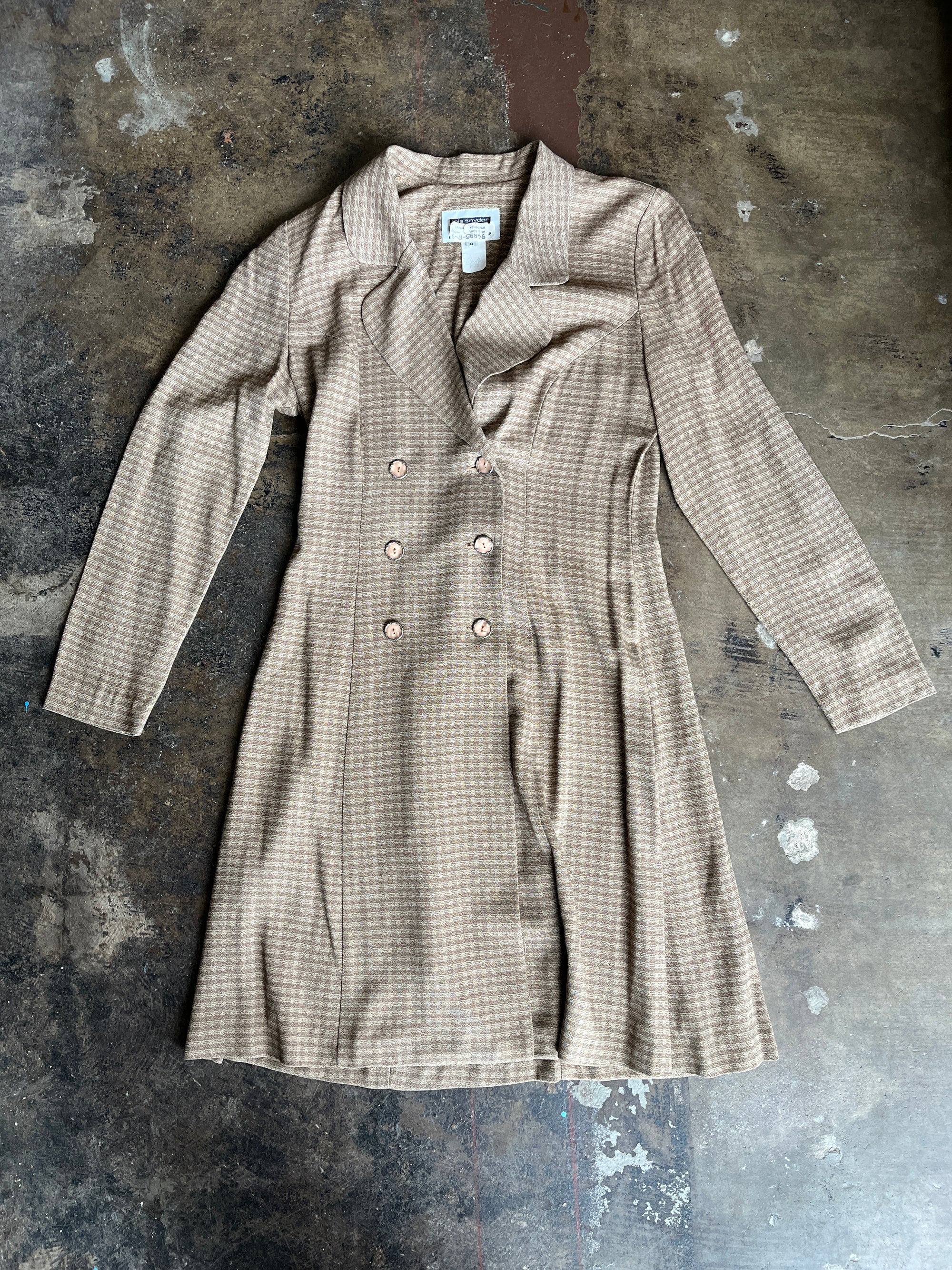 Brown Checkered Dress Coat