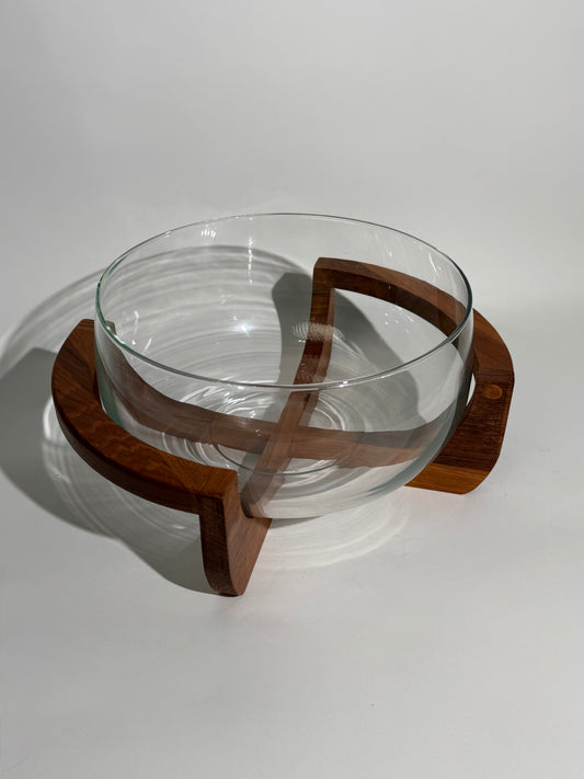 Large Glass + Wood Bowl
