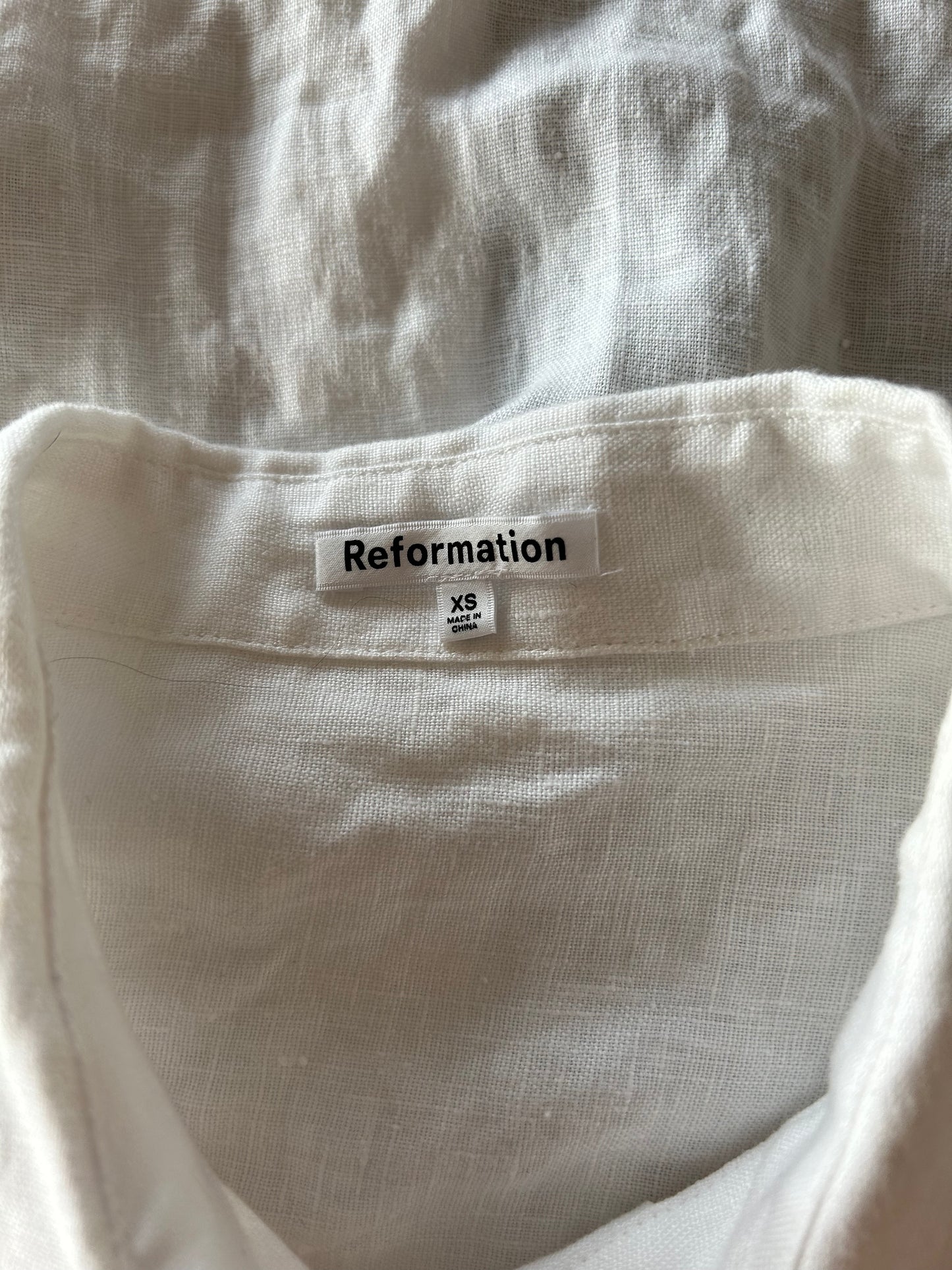 Reformation White Linen Button Up