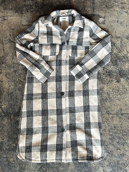 Tan + Black Plaid Trench Coat