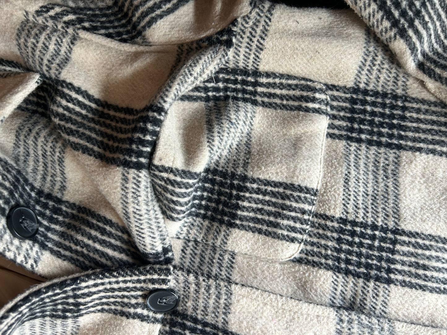 Tan + Black Plaid Trench Coat