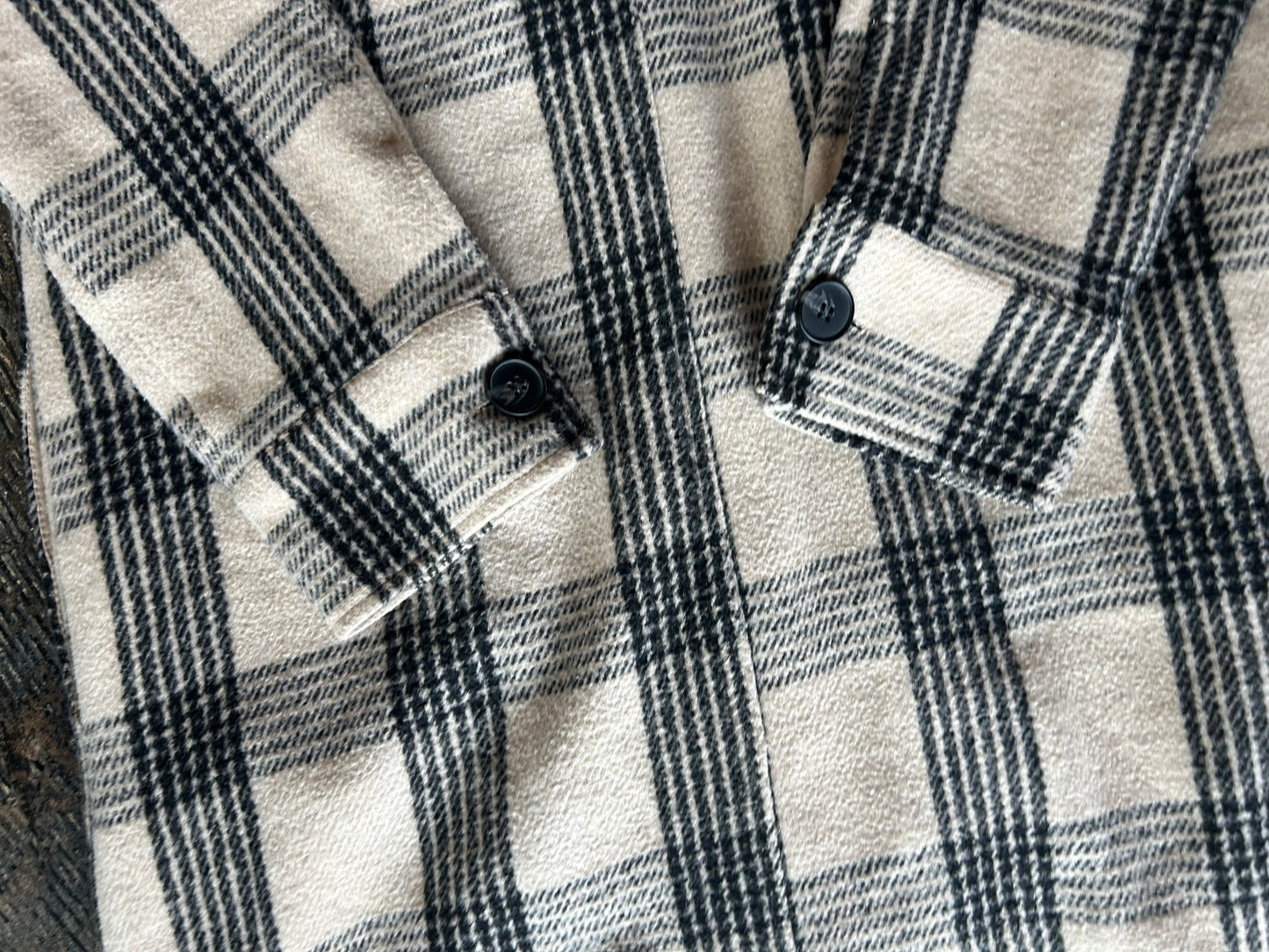 Tan + Black Plaid Trench Coat