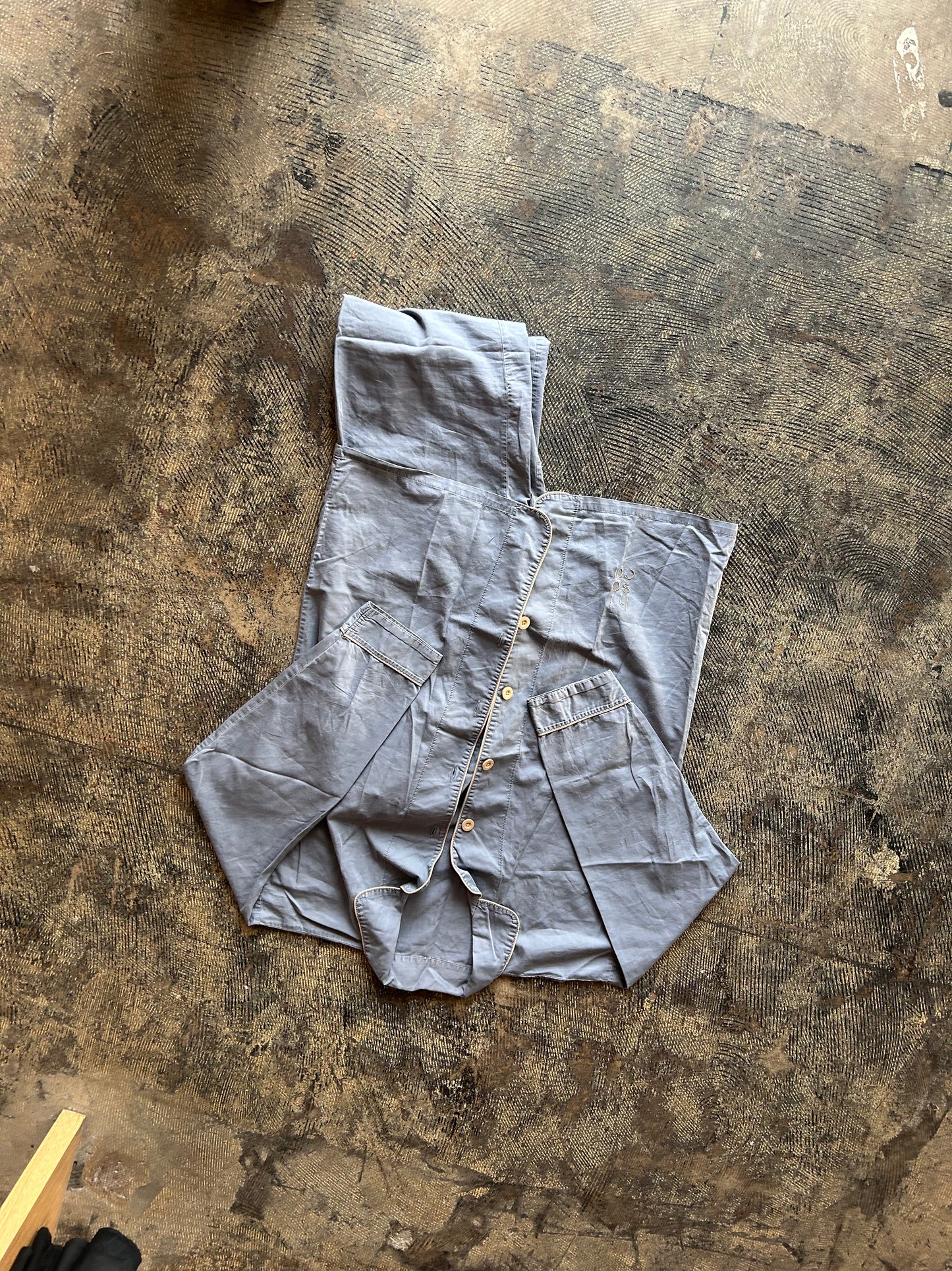 Blue Japanese Long Sleeve Pajama Set