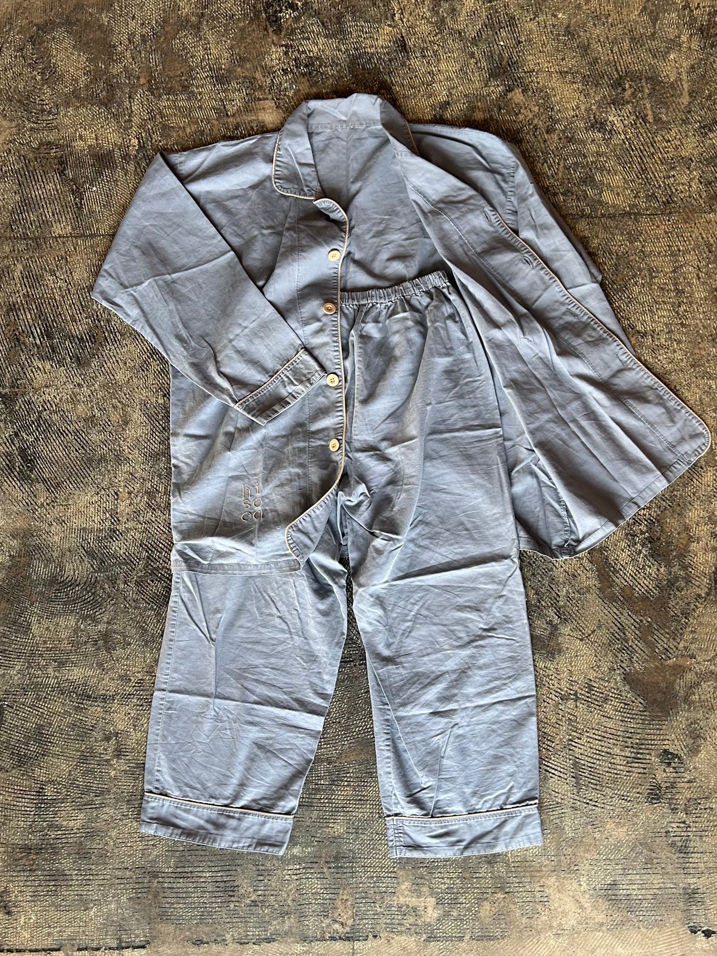 Blue Japanese Long Sleeve Pajama Set