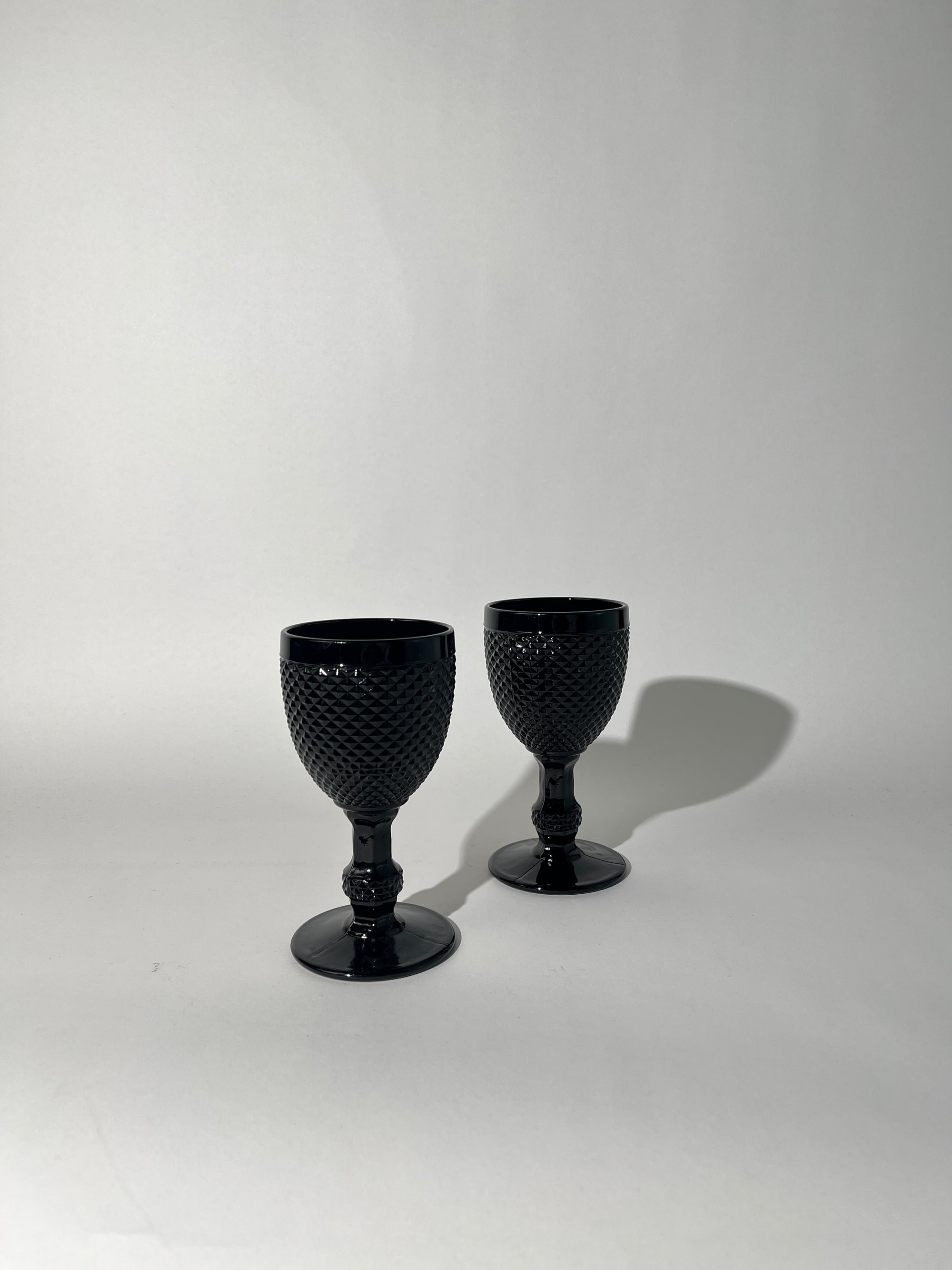 Black Textured Glass Goblets