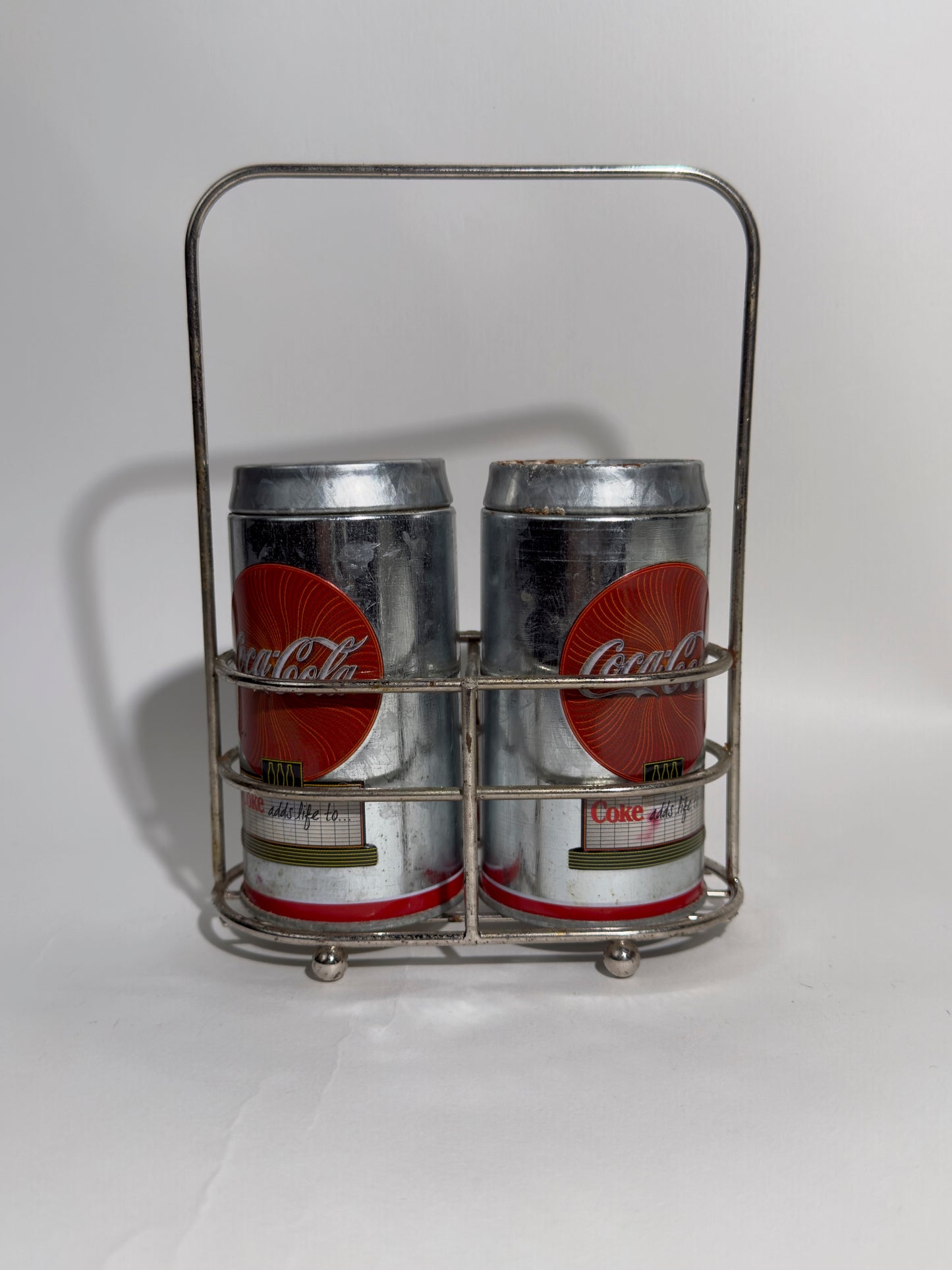 Metal Coca Cola Salt + Pepper Shaker Set