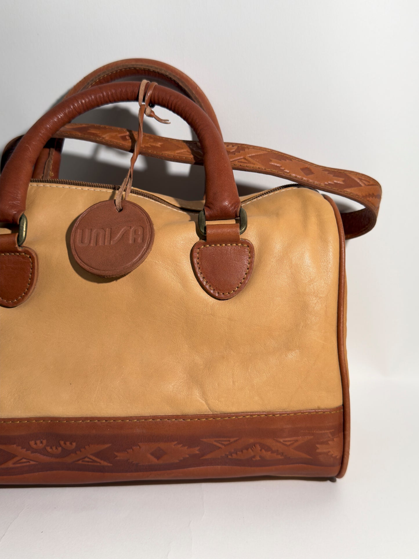 Brown Leather Western Bowling Bag