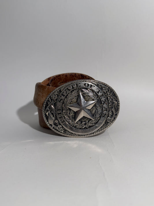 State of Texas Buckle + Leather Belt