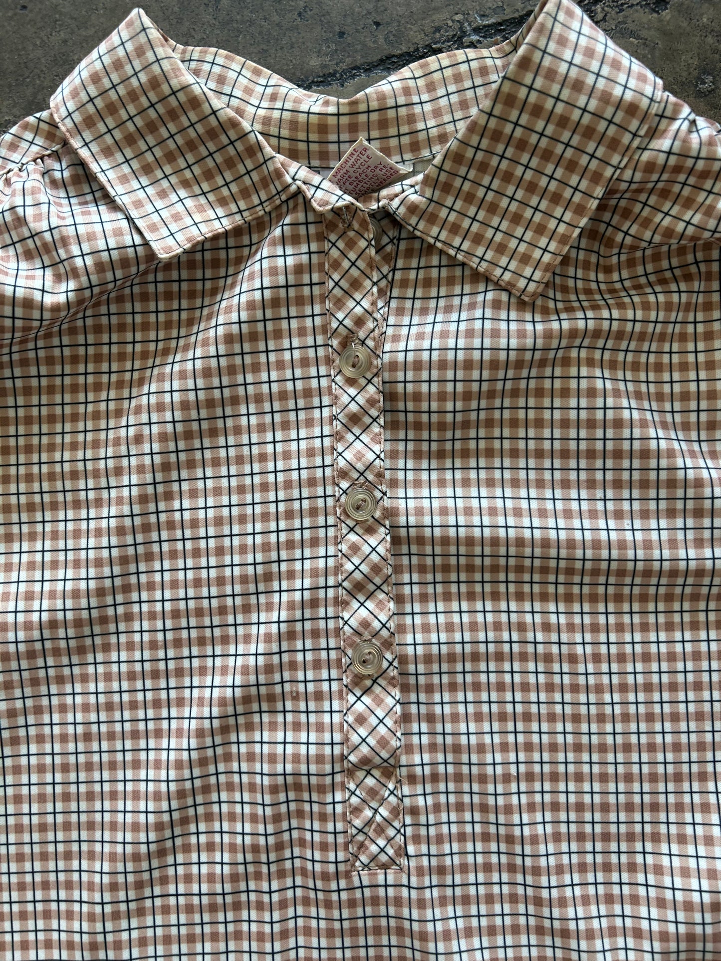 Tan Plaid Half Button Henley