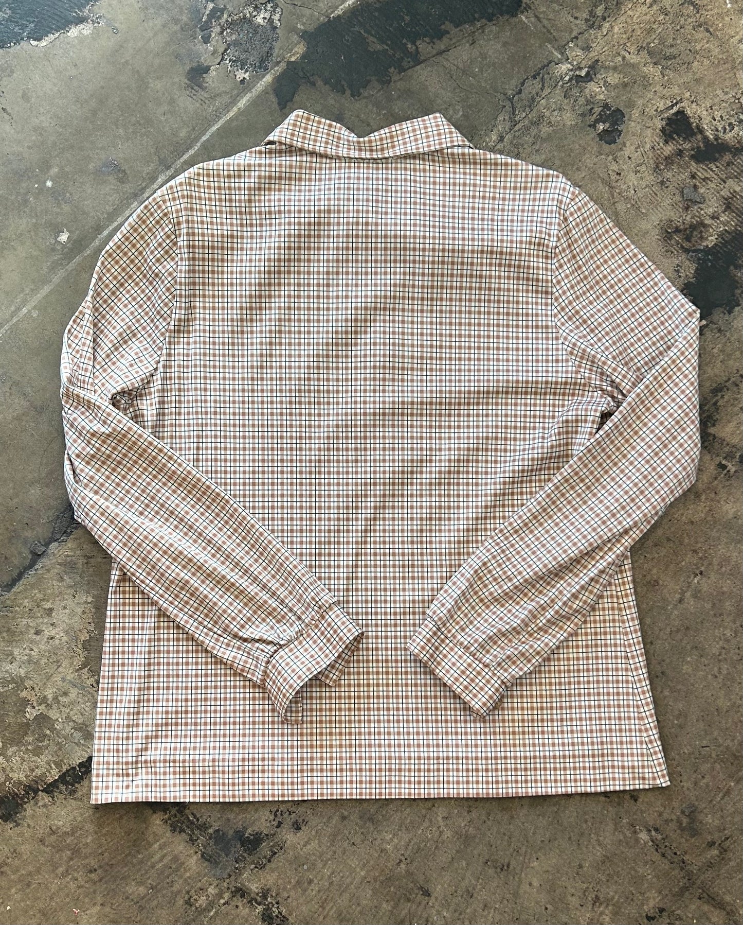 Tan Plaid Half Button Henley