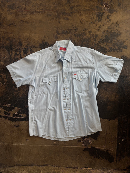Baby Blue Short Sleeve Pearl Snap