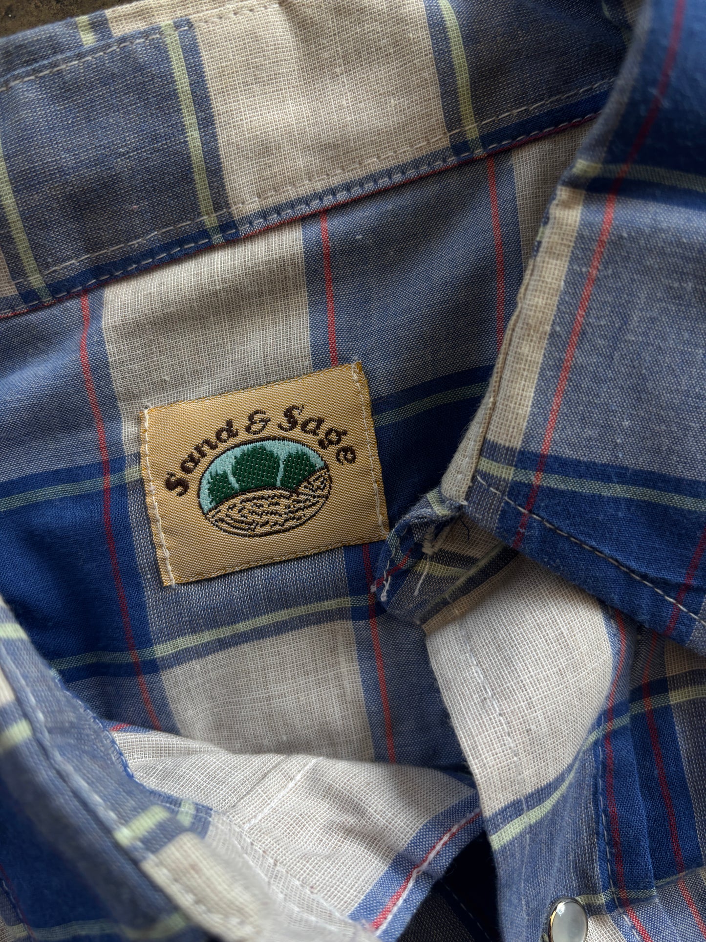 Sand + Sage Blue Plaid Pearl Snap