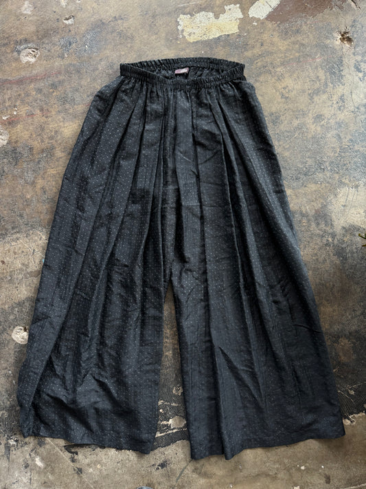 Sheer Black Polkadot Wide Leg Pant
