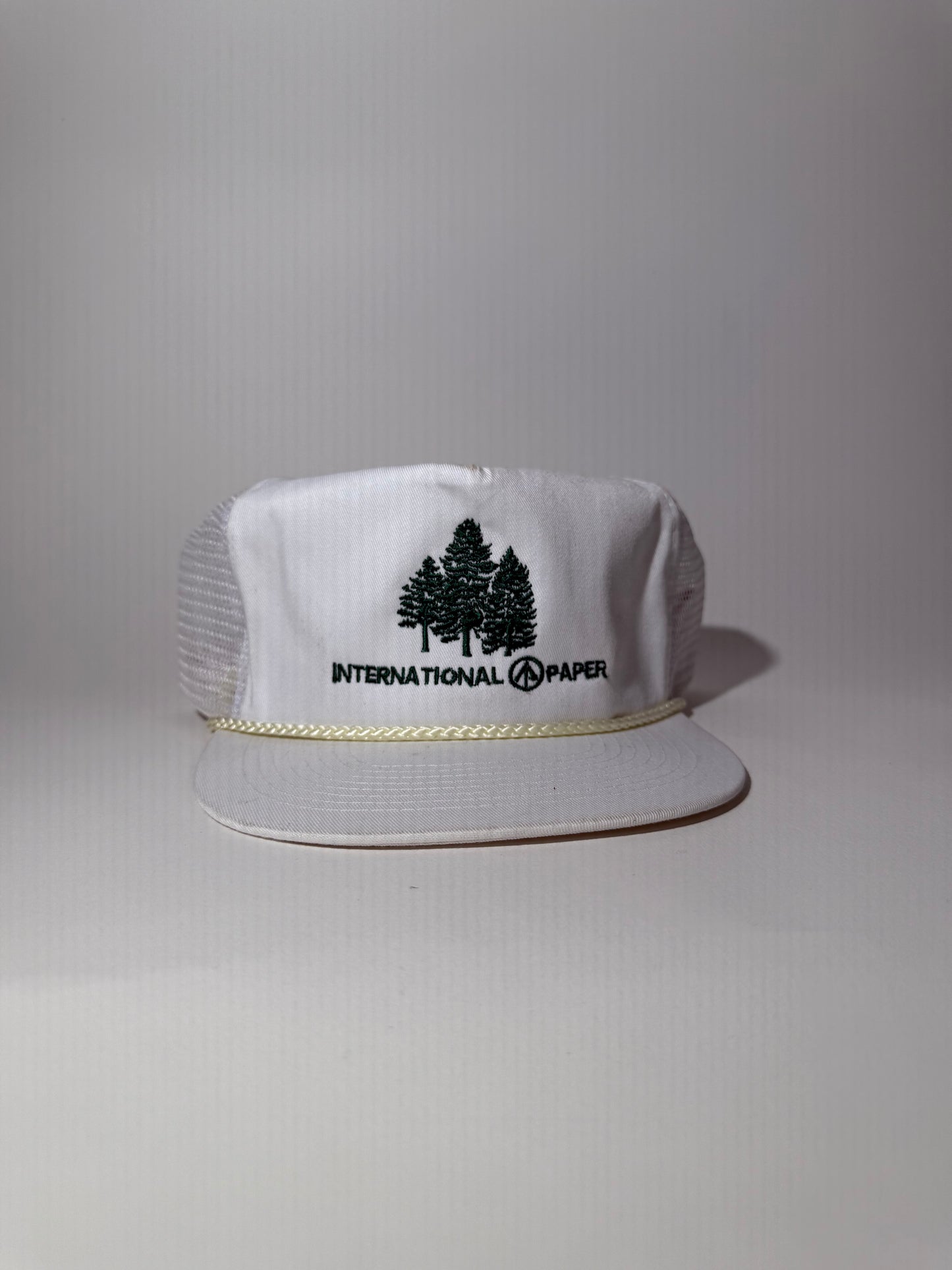 White International Paper Rope Brim Trucker Hat