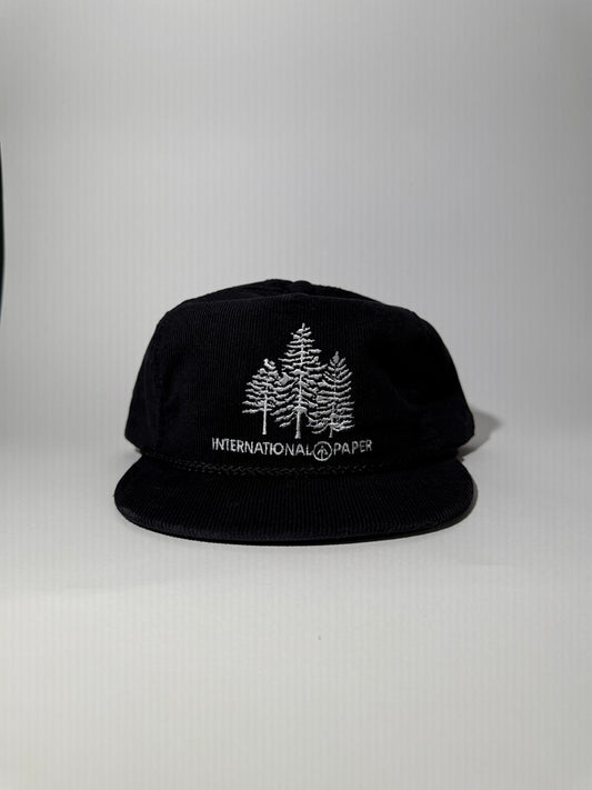 Black Corduroy International Paper Snapback