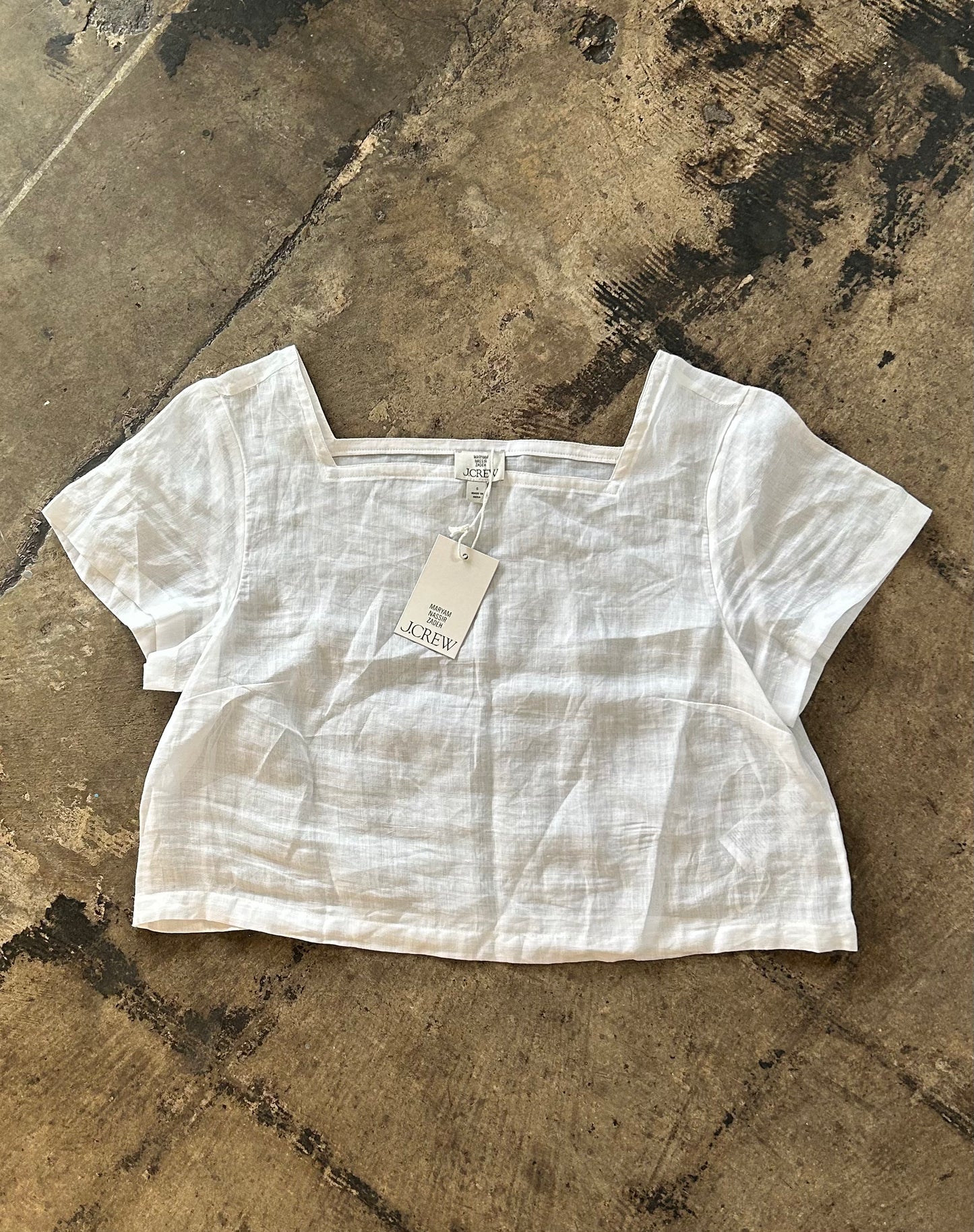 J. Crew White Linen Blouse