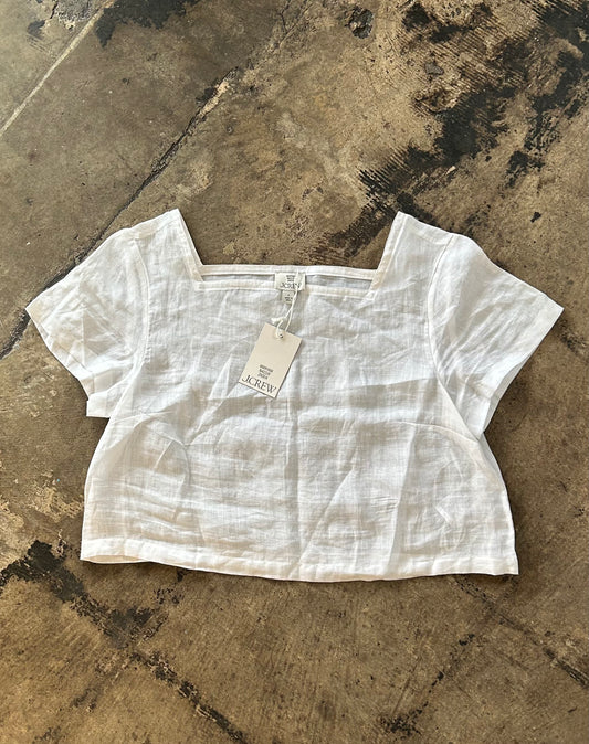 J. Crew White Linen Blouse