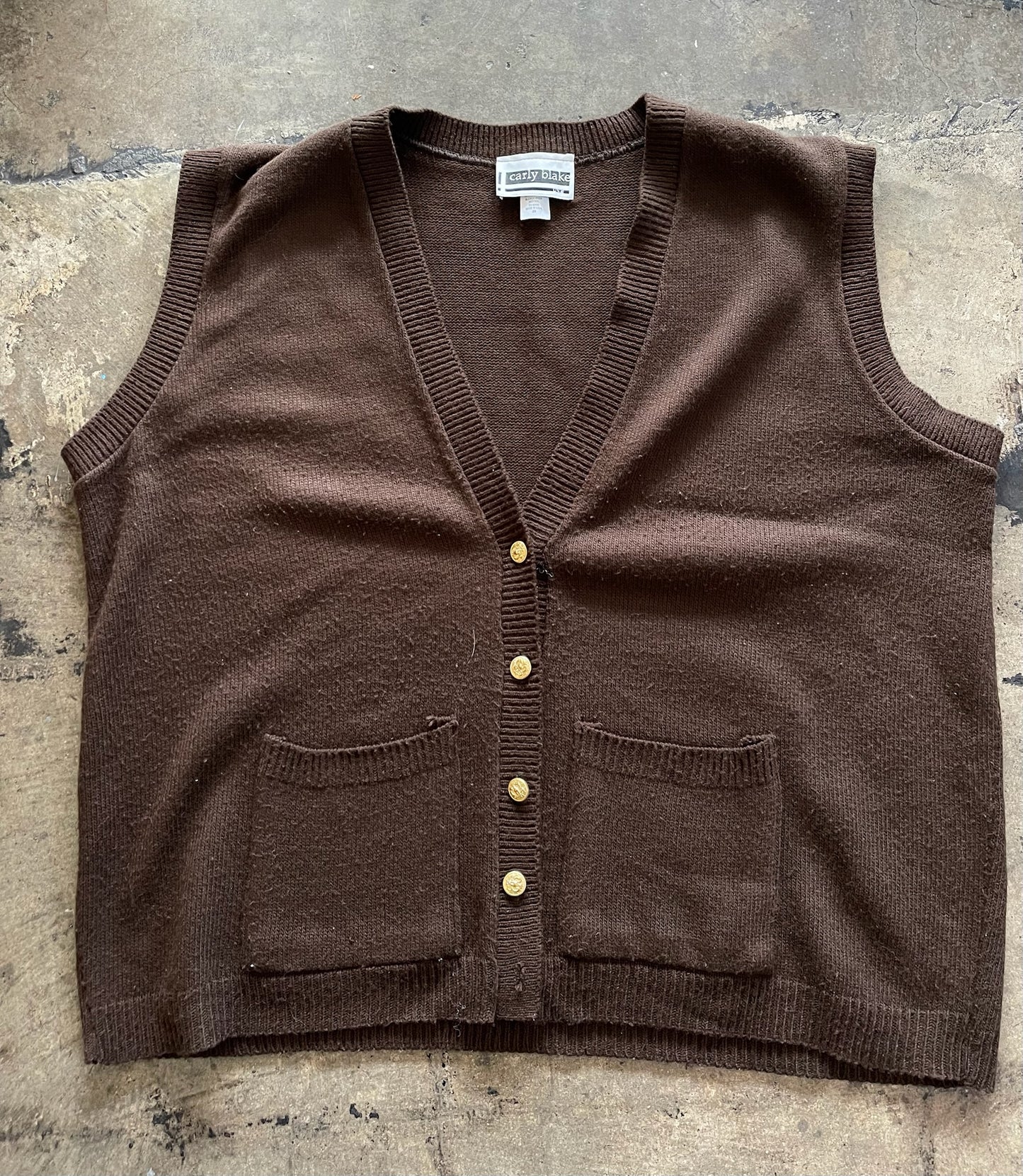 Brown Button Front Sweater Vest
