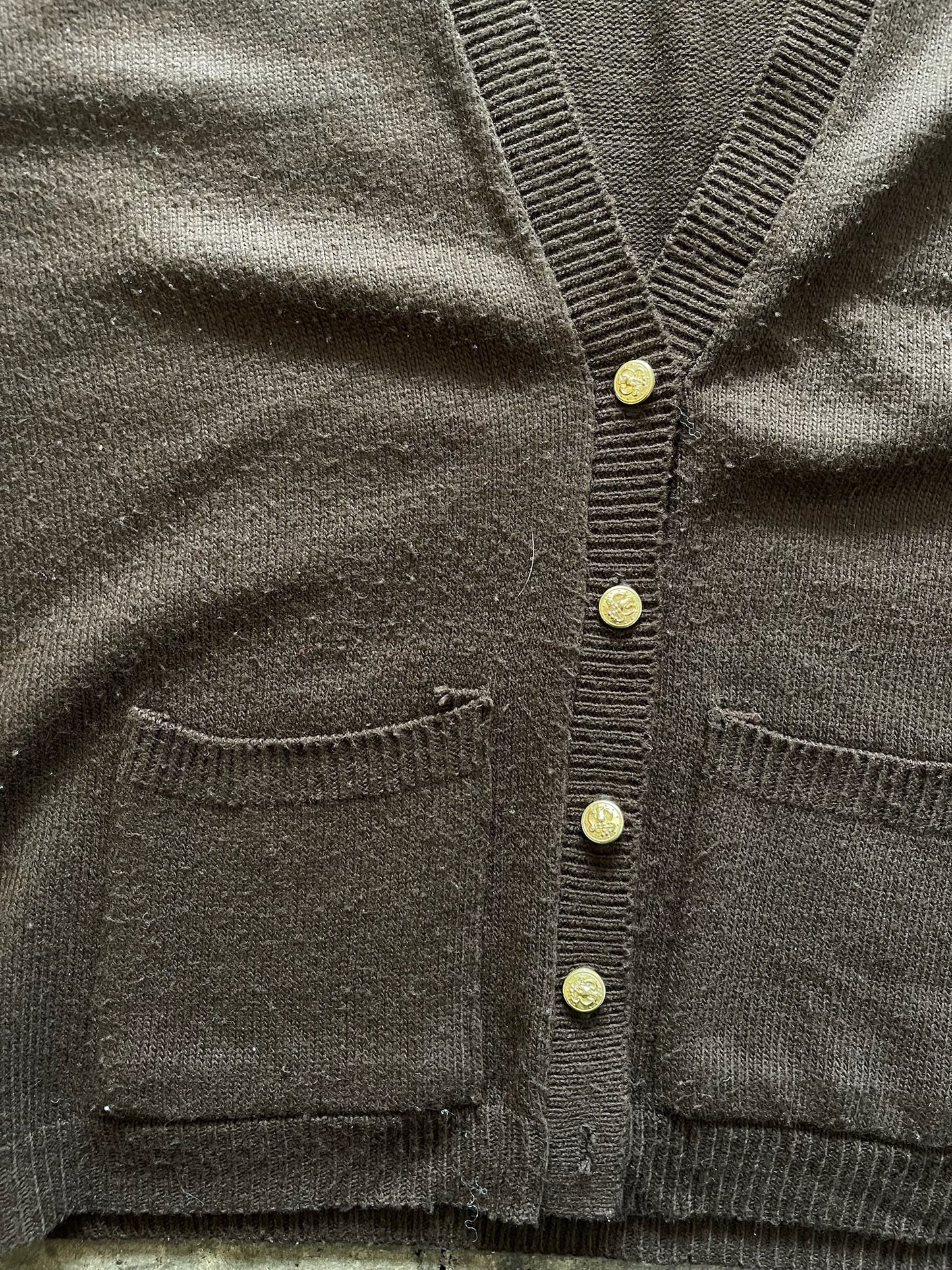 Brown Button Front Sweater Vest