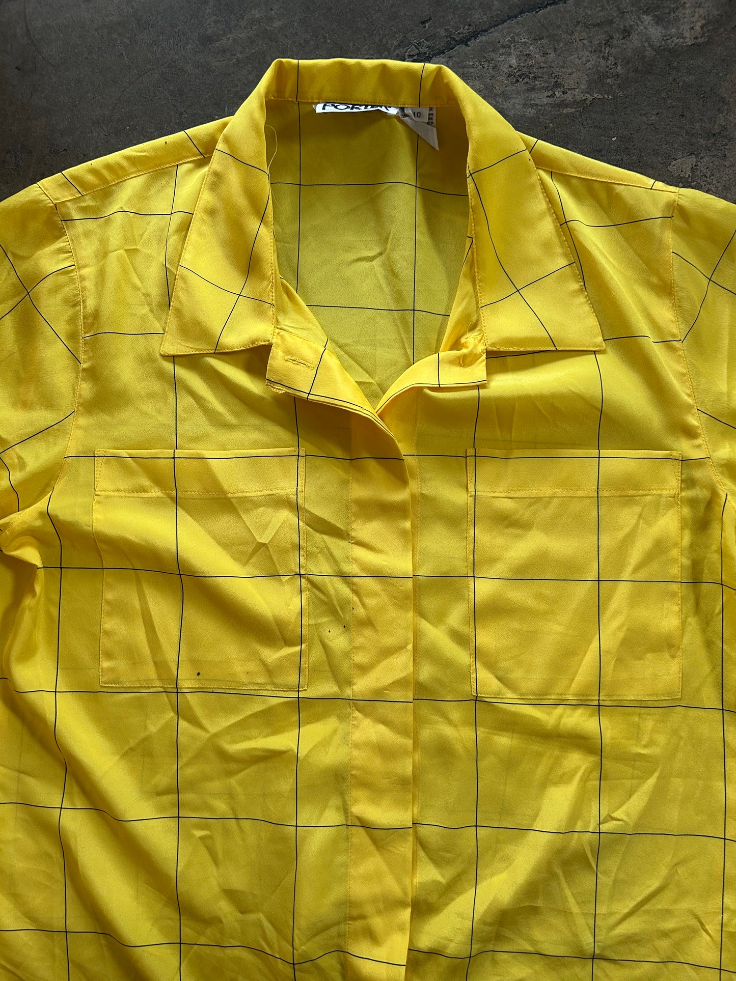 Yellow Plaid Button Up Blouse