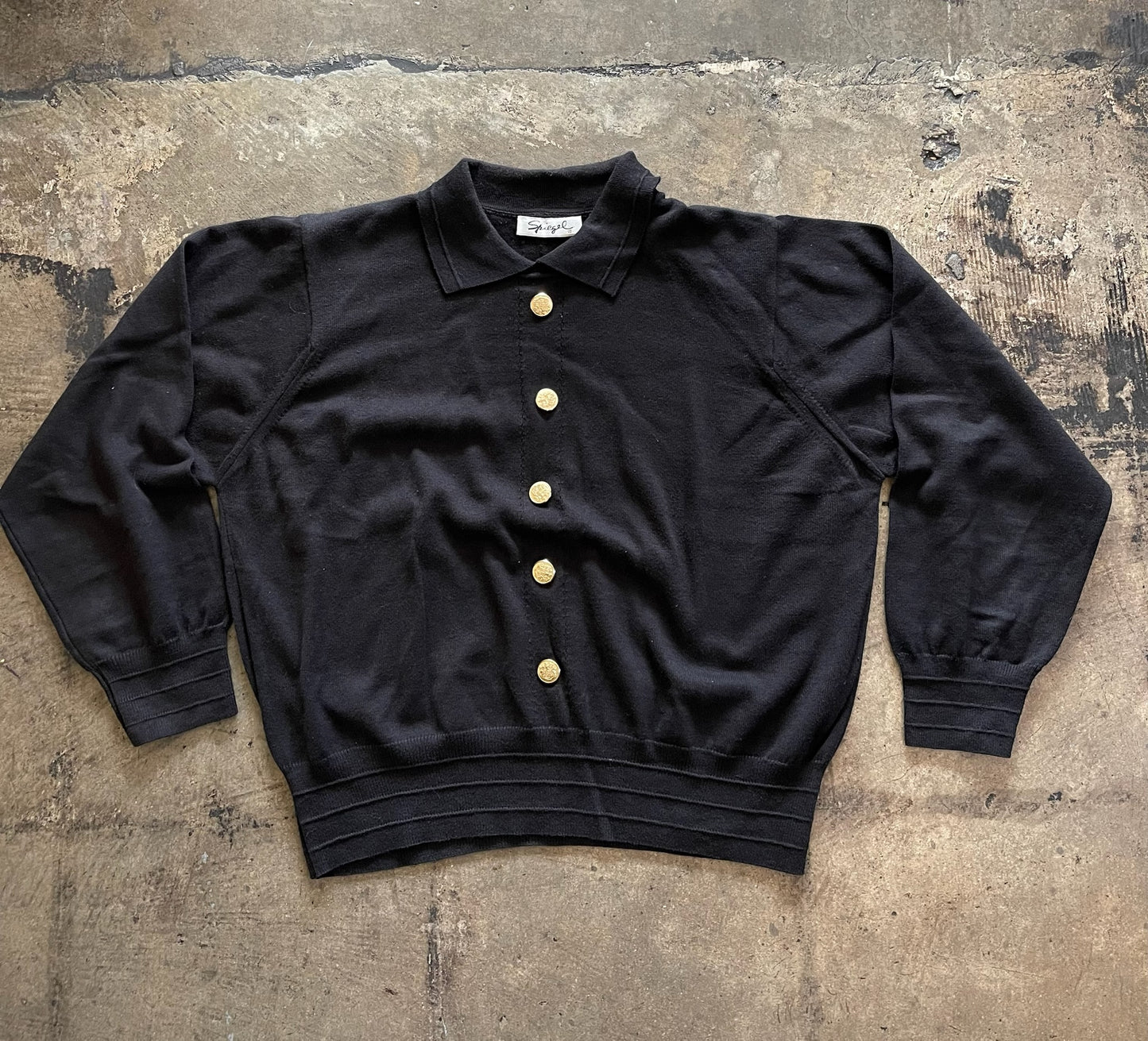 Black Collared Button Front Sweater