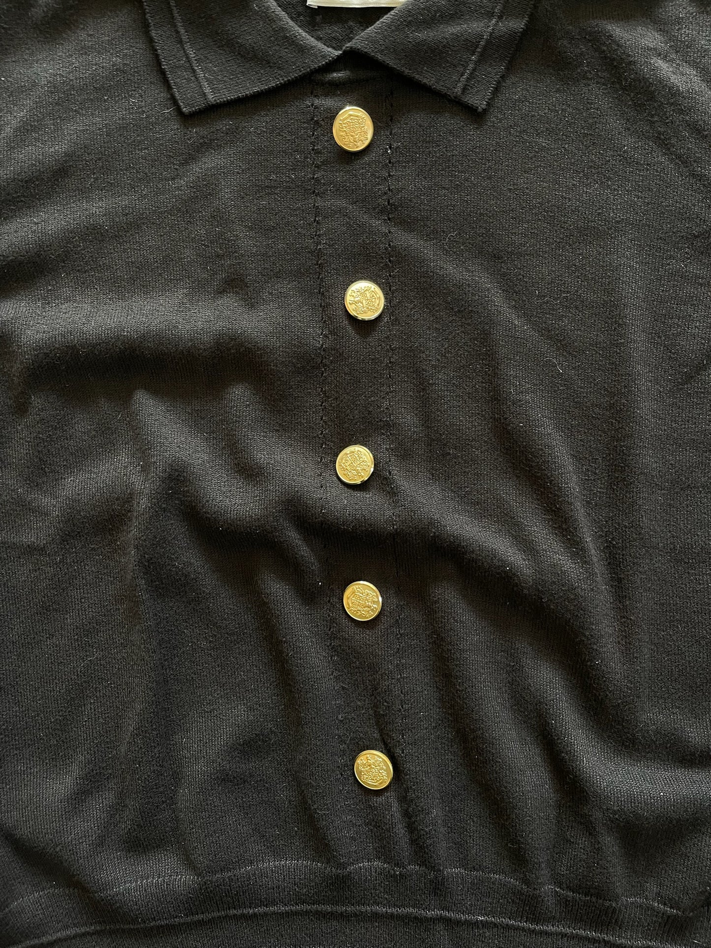 Black Collared Button Front Sweater