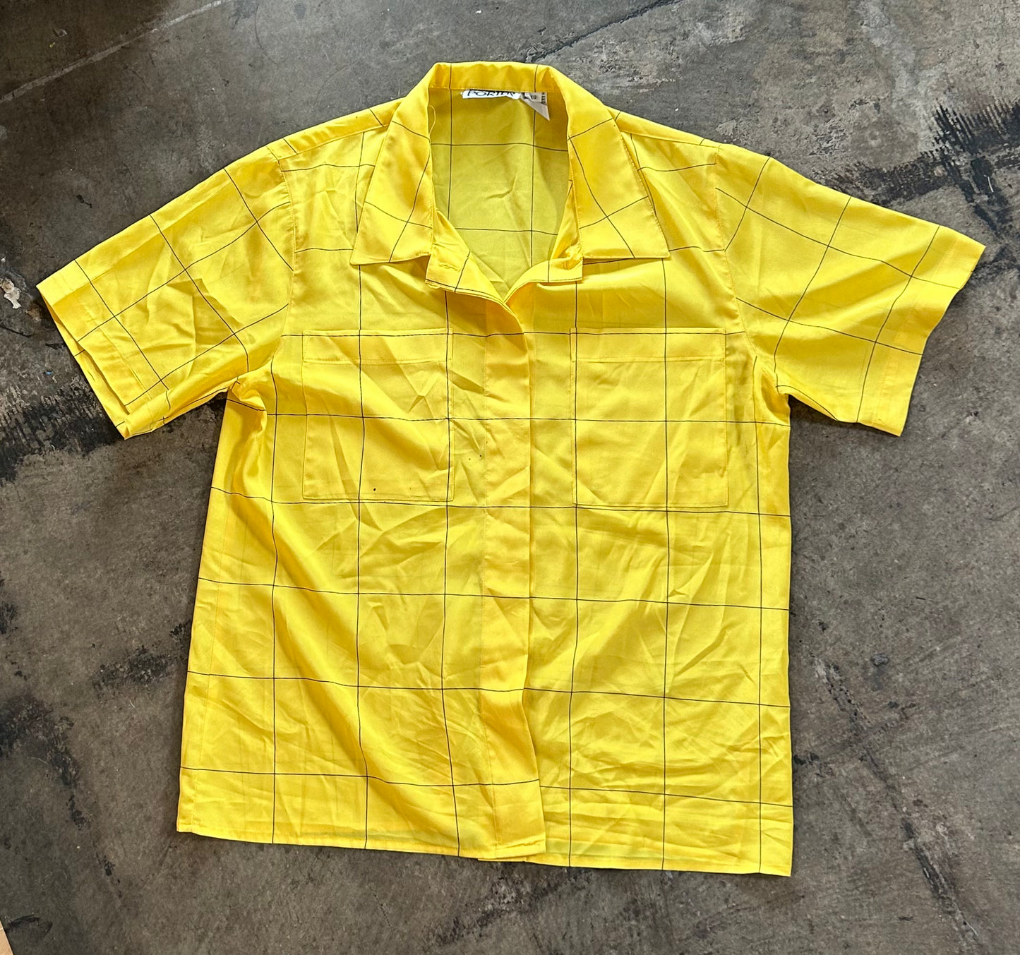 Yellow Plaid Button Up Blouse