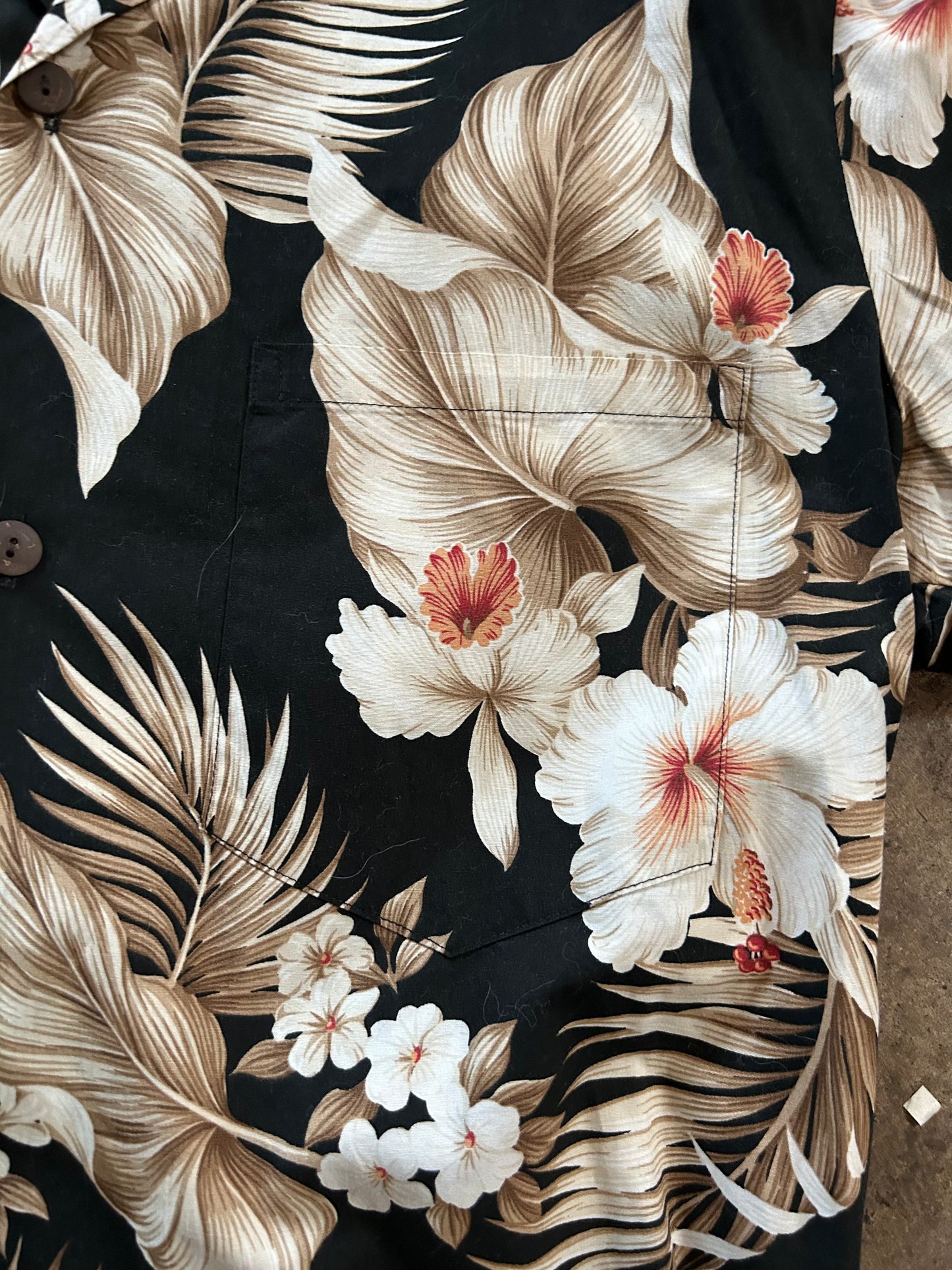 Black + Tan Hawaiian Button Up