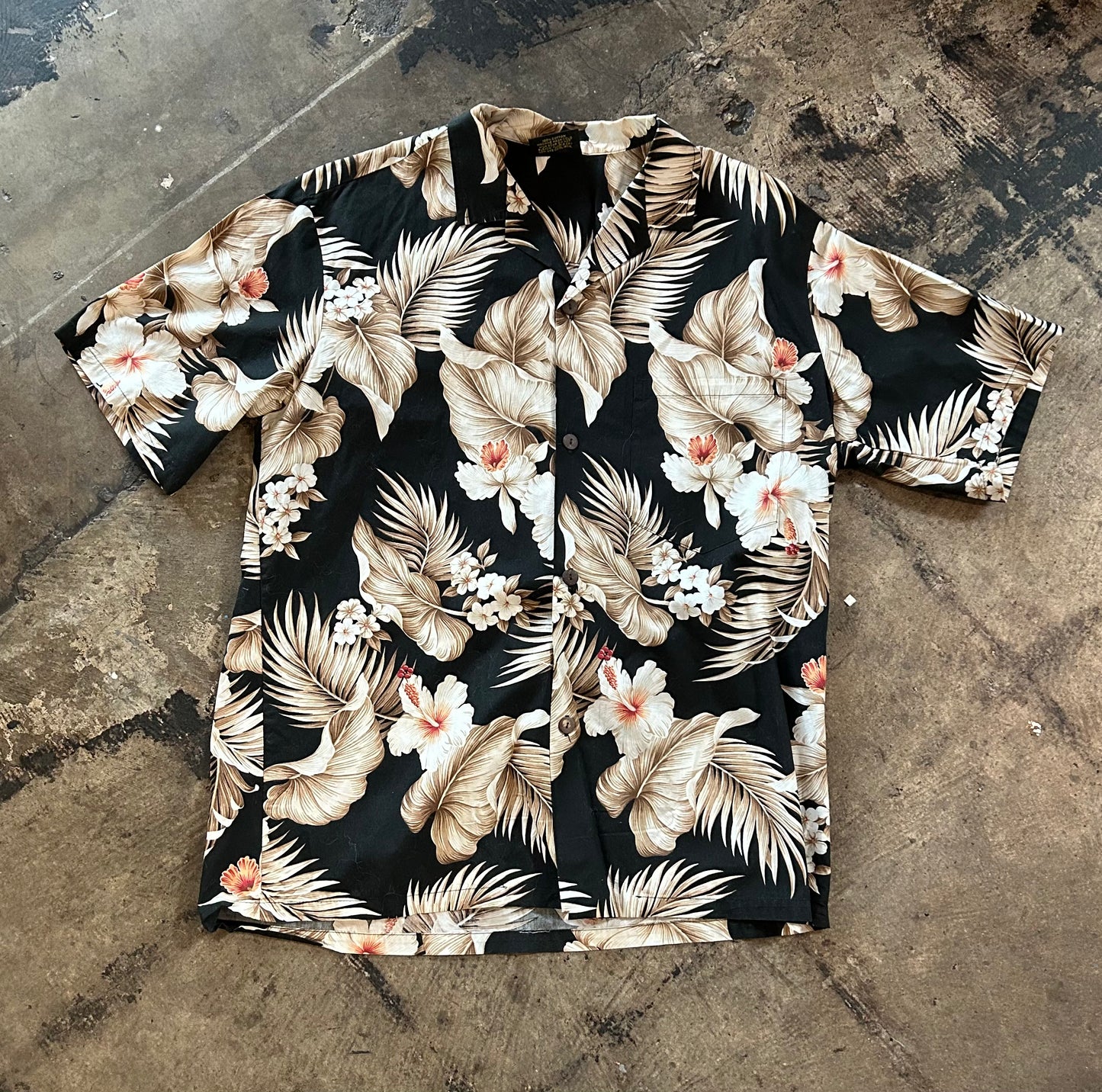 Black + Tan Hawaiian Button Up