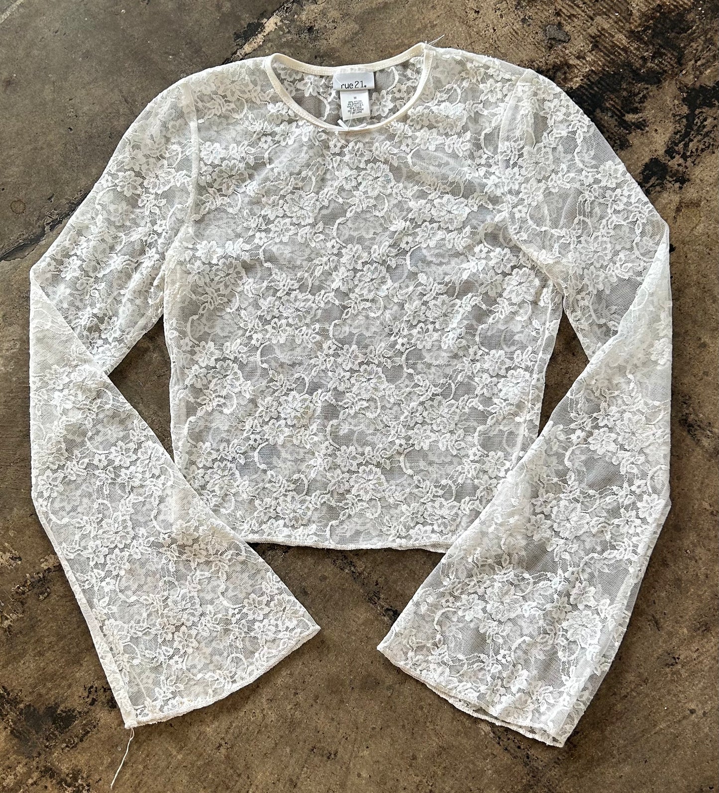 White Lace Mesh Long Sleeve