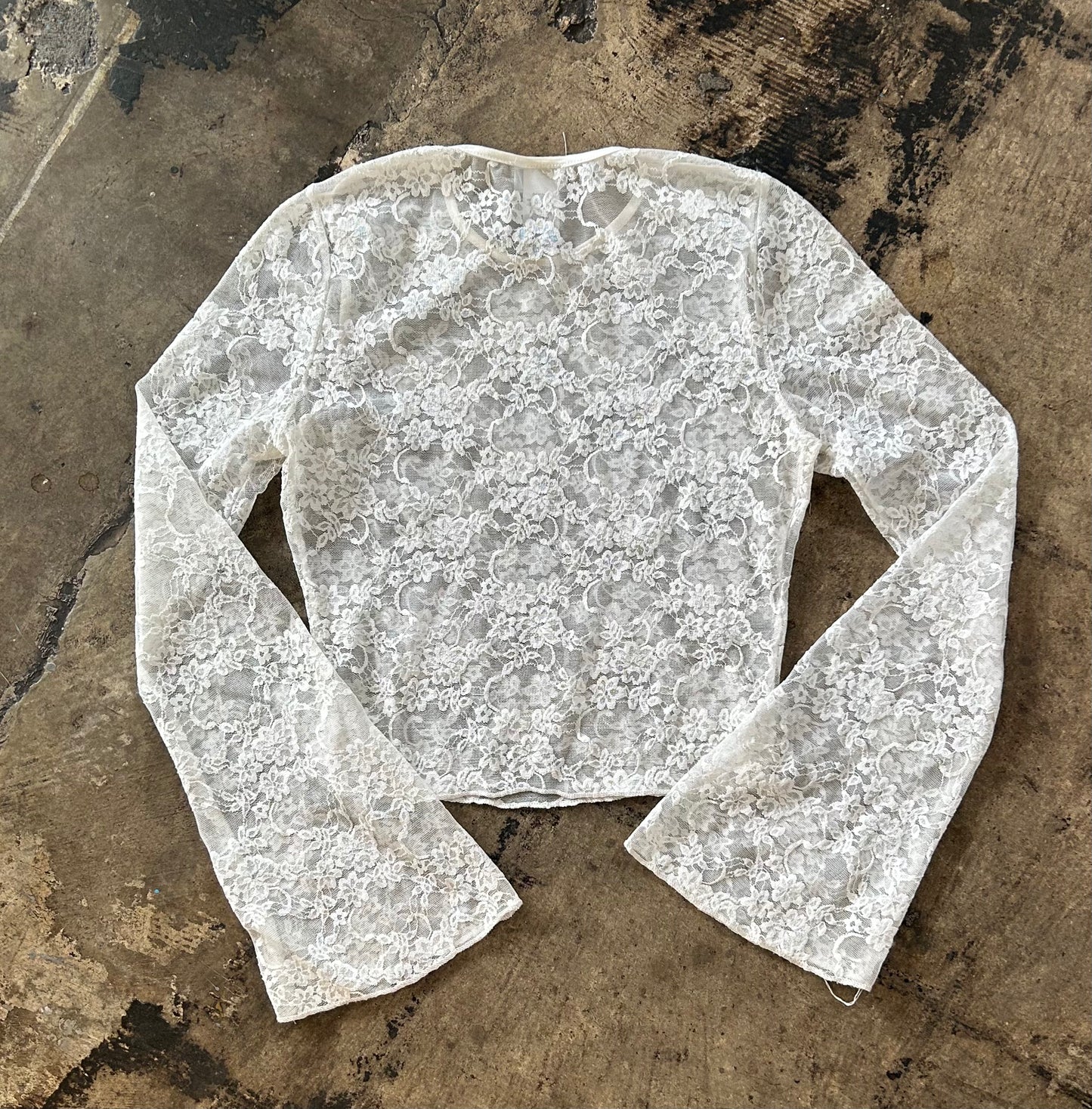 White Lace Mesh Long Sleeve
