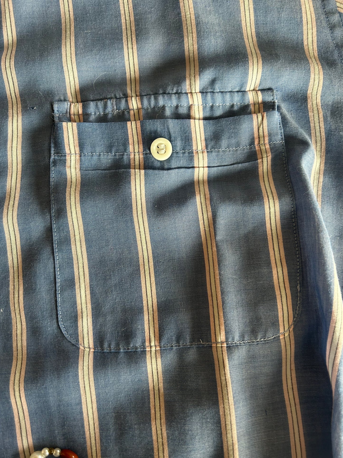 Levi's Blue + Pink Stripe Short Sleeve Button Up