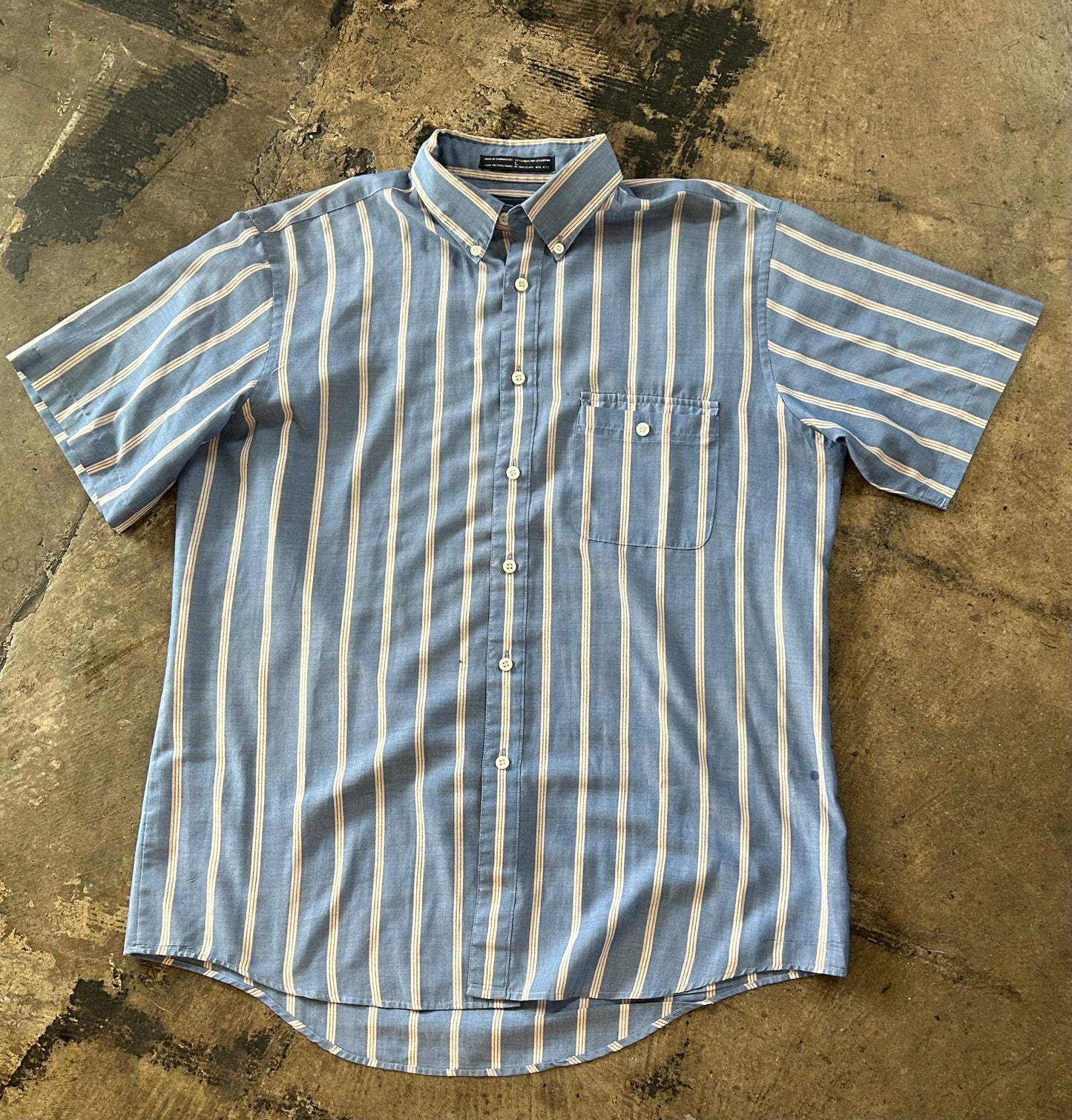 Levi's Blue + Pink Stripe Short Sleeve Button Up