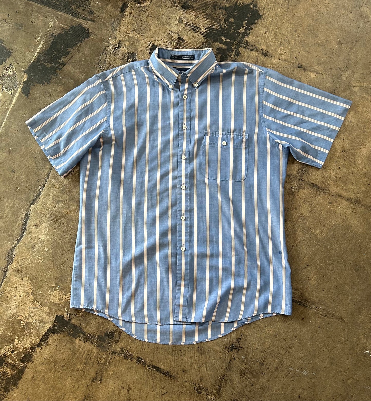 Levi's Blue + Pink Stripe Short Sleeve Button Up
