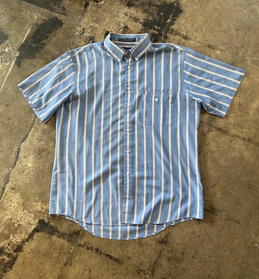 Levi's Blue + Pink Stripe Short Sleeve Button Up