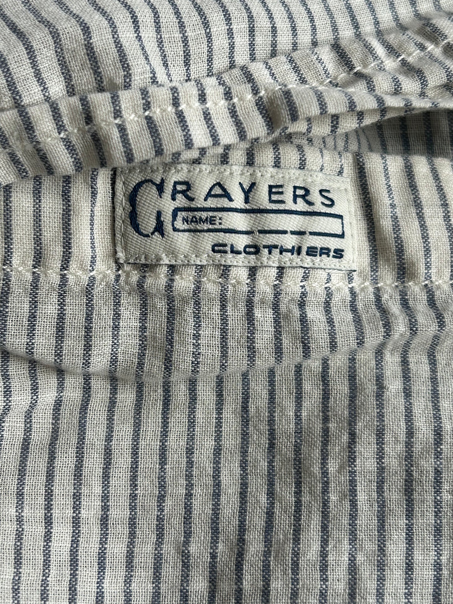 Blue Striped Linen Short Sleeve Button Up