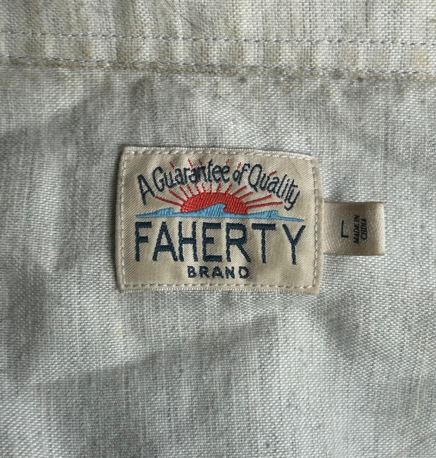 Faherty Heather Gray Short Sleeve Button Up