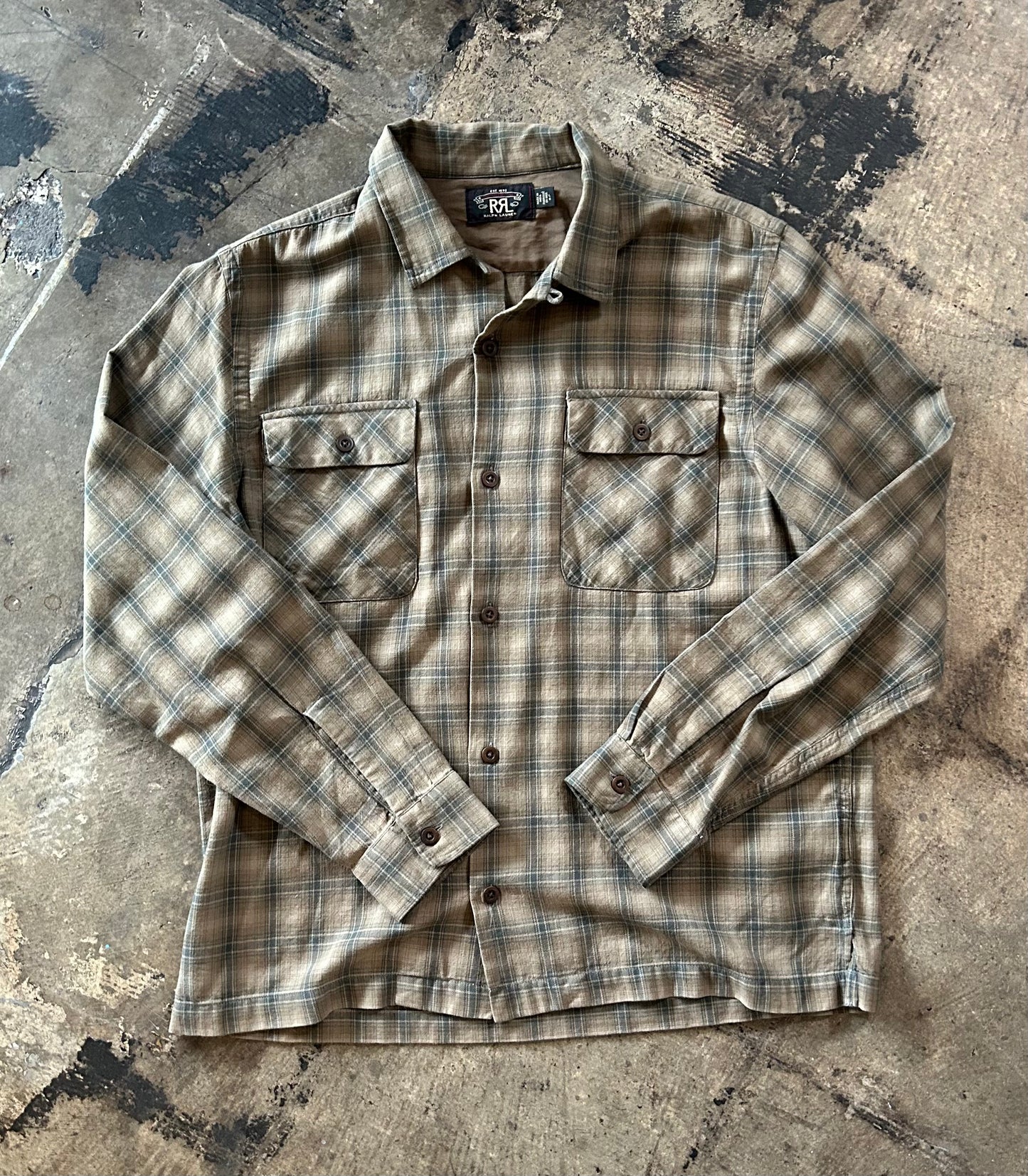 RRL Brown Plaid Button Up